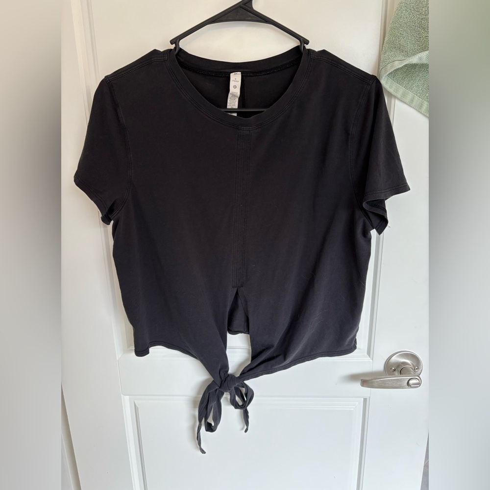 Lululemon Athletica Black Tie Front Crop T-Shirt